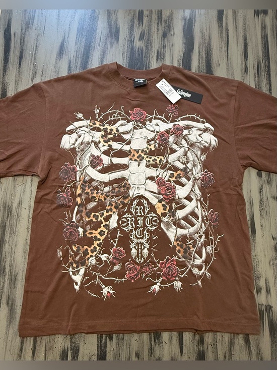 Civil Regime Other - Civil Regime Men's Brown Graphic Ribcage Skeleton & Rose Tee NWT Size Large